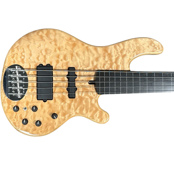 Skyline 55-02 Deluxe FRETLESS, Quilt w/ Lined Ebony 5 String Bass At Bass Central