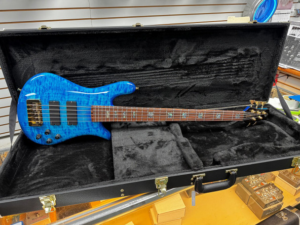 Spector USA NS-5XL, Bahama Blue w/ Pau Ferro a nd HAZ-LAB Preamp 9.7 LBS  5 String Bass At Bass Central