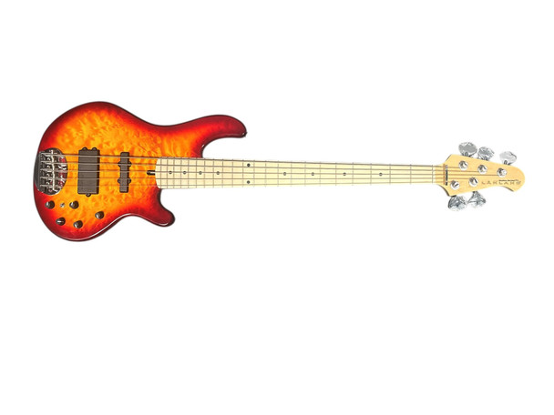 Lakland Skyline 55-02 Deluxe, Honey Burst Quilt Maple Top 5 String Bass At Bass Central