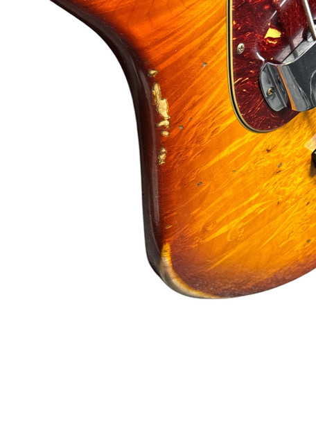 Fender Custom Shop 1964 RELIC  Artisan J Bass, Honeyburst Flame Maple Burl/Rosewood  4 String Bass At Bass Central