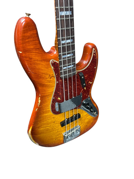 Fender Custom Shop 1964 RELIC  Artisan J Bass, Honeyburst Flame Maple Burl/Rosewood  4 String Bass At Bass Central