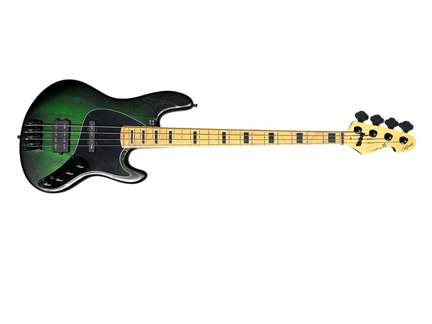 Sandberg Cal. TM-4 Superlight, Green Burst with Roasted Maple/ Roasted BEM FB 4 String Bass At Bass Central