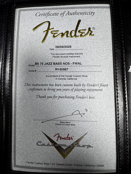 Fender Custom Shop 1975 NOS Jazz Bass, Faded Walnut 4 String Bass At Bass Central