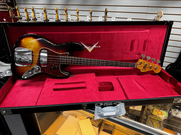 Fender Custom Shop Time Machine Heavy Relic 1961 Jazz Bass, Faded Bleached 3 Tone Sunburst /Rosewood 4 String Bass At Bass Central
