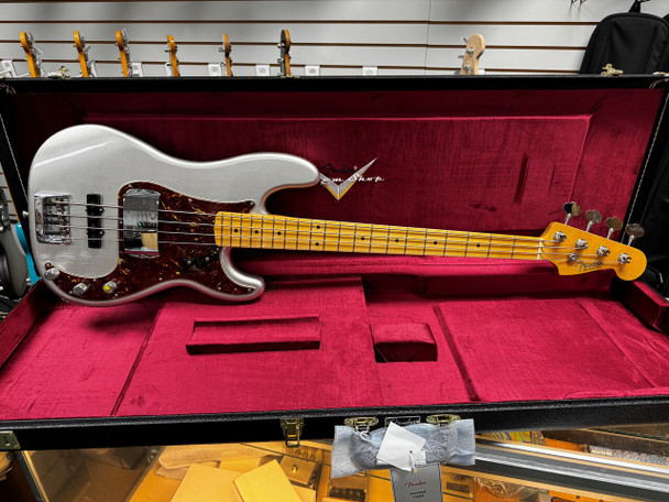 Fender Custom Shop Postmodern PJ, Aged Inca Silver/Maple  4 String Bass At Bass Central