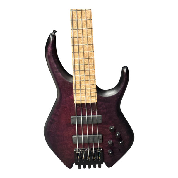 MTD USA 534-24  Headless,Dark Purple Burst / Roasted Birdseye Maple 5 String Bass At Bass Central