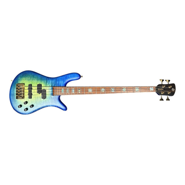 Spector USA NS-2, Custom Matte Green-Blue Burst w/ Haz-Lab / 1.5 Nut  4 String Bass At Bass Central