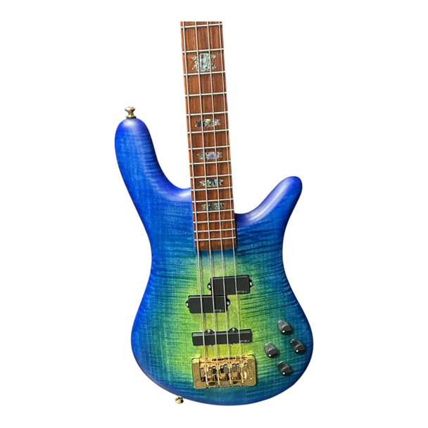 Spector USA NS-2, Custom Matte Green-Blue Burst w/ Haz-Lab / 1.5 Nut  4 String Bass At Bass Central