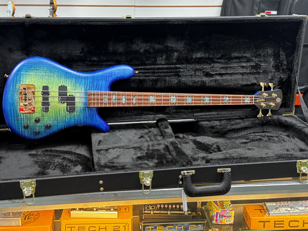 Spector USA NS-2, Custom Matte Green-Blue Burst w/ Haz-Lab / 1.5 Nut  4 String Bass At Bass Central