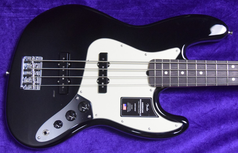 Fender American Pro II Jazz Bass (4 String), Black with Rosewood 4 String bass At Bass Central