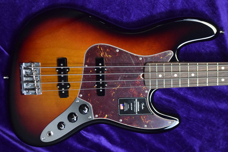 Fender AM Pro II Jazz (4), 3-Tone Sunburst / Rosewood 4 String Bass At Bass Central