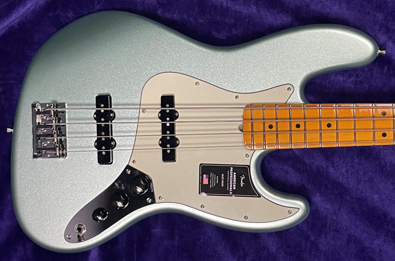 Fender AM. Pro II Jazz, Mystic Surf Green / Maple 4 String Bass At Bass Central