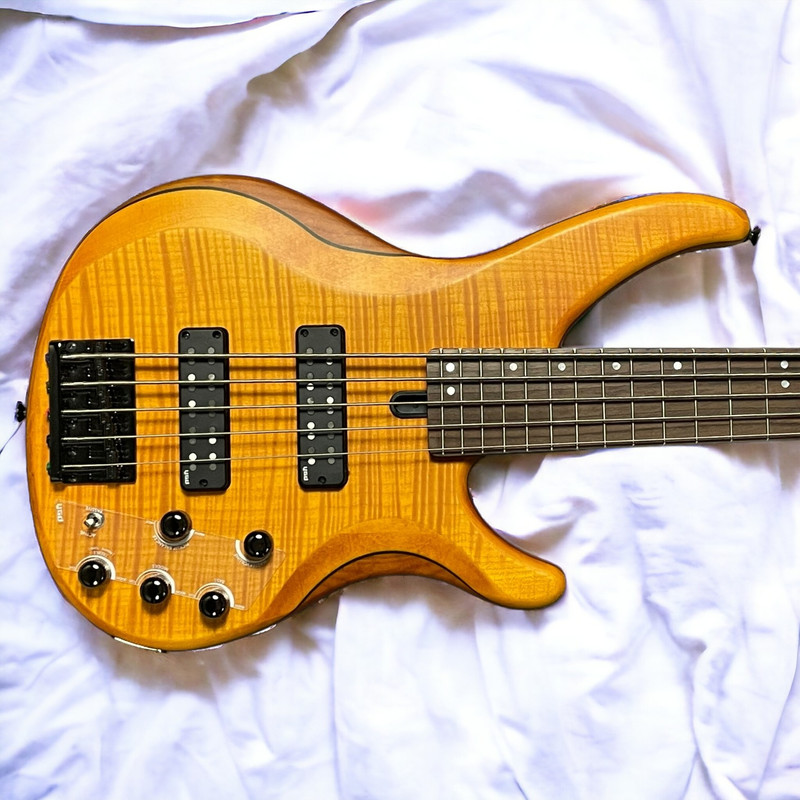 Yamaha TRBX 605FM 5-String Bass, Matte Amber w/ Rosewood.