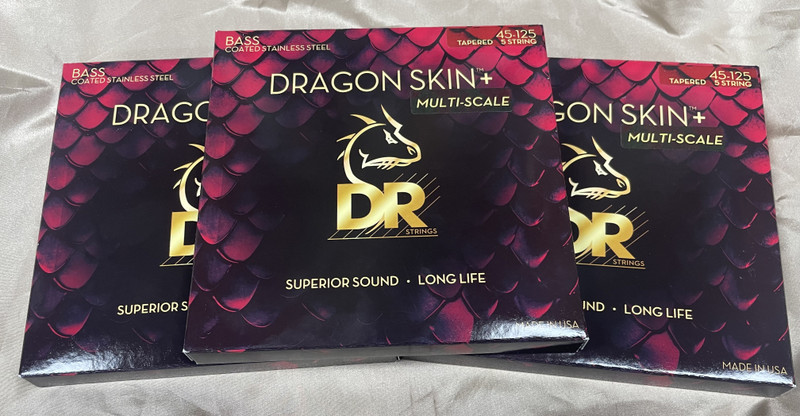 DR Dragon Skin + (5 String), Coated Steel 45-125 MULTI-SCALE *3 Sets = FREE SHIPPING!