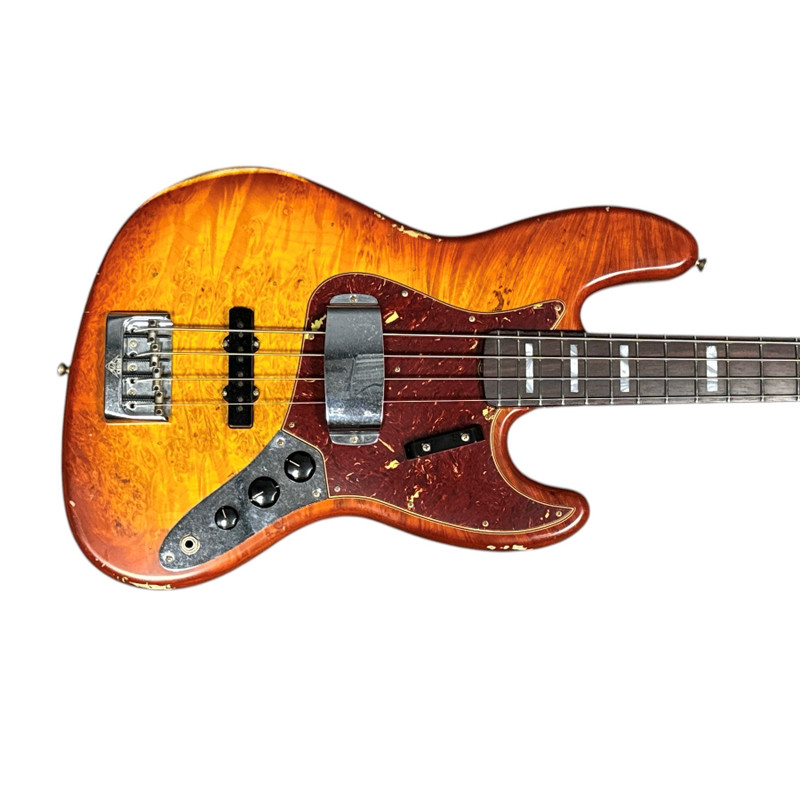 Fender Custom Shop 1964 RELIC  Artisan J Bass, Honeyburst Flame Maple Burl/Rosewood  4 String Bass At Bass Central