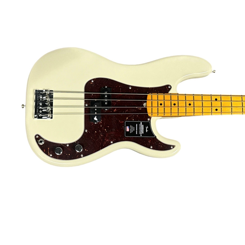 Fender AM Pro II Precision, Olympic White / Maple  4 String Bass At Bass Central