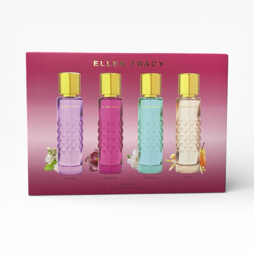Ellen Tracy Mini Perfume Gift Set 4pc Eau de Parfum Jasmine Magnolia Vanilla
