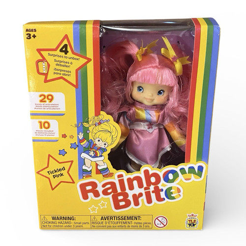 Rainbow Brite “Tickled Pink” 5.5” Posable Doll W/4 Surprises  + Accessories New