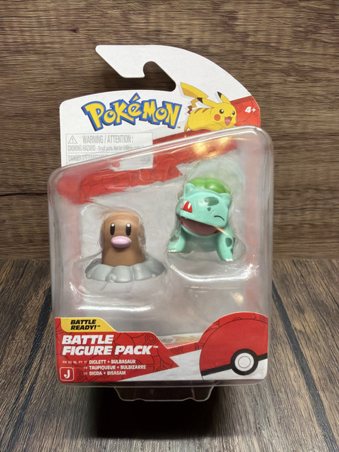 Pokémon Diglett & Bulbasaur Battle Ready 2 Inch Figures Jazwares New Sealed