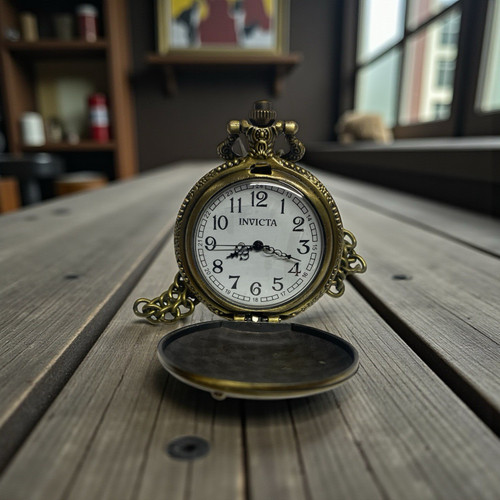 Invicta Pocket Watch 79002 Statue of Liberty Design Bronze Tone – New in Box