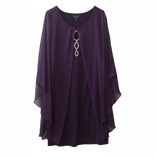 Connected Apparel Purple Chiffon Overlay Dress Women’s Size 12 New Without Tags