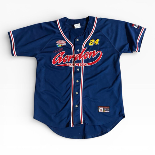 Vintage Jeff Gordon #24 Gordon Racing NASCAR Jersey Shirt Mens L Blue DuPont