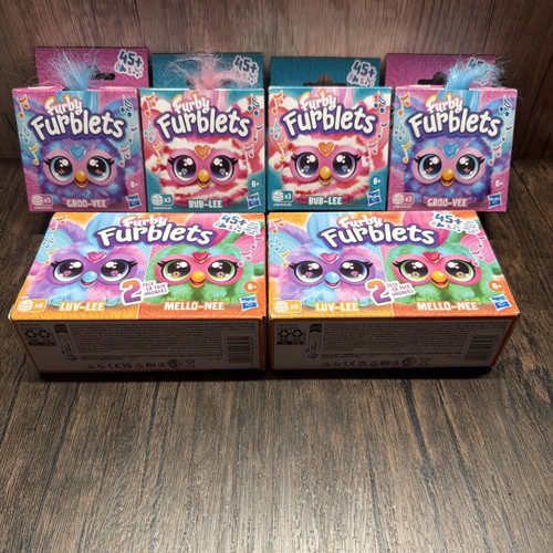 Lot of 6 Furby Furblets Figures Groo-Vee Bub-Lee Luv-Lee Mello-Nee New Sealed