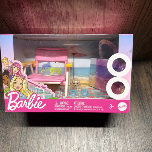 Barbie Fashion Beach Puppy Accessory Pack Sunglasses Flip Flops Beach Bag New