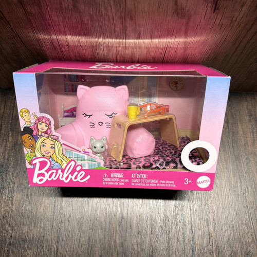 Barbie Bedroom Accessories & Pet Kitten Set Leopard Rug Cat Pillow & More
