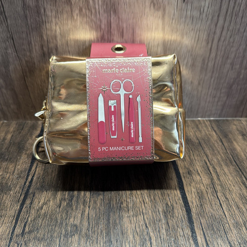 Marie Claire Paris 5-Piece Manicure Set w/ Gold Cosmetic Pouch
