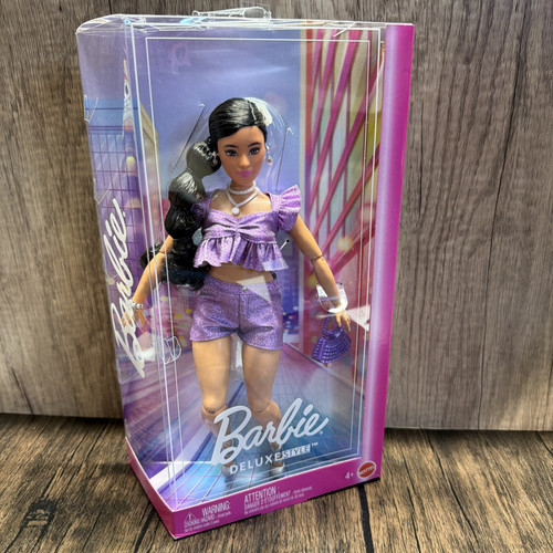 Barbie Deluxe Style Fashion Doll Purple Outfit Purse Shoes New in Box