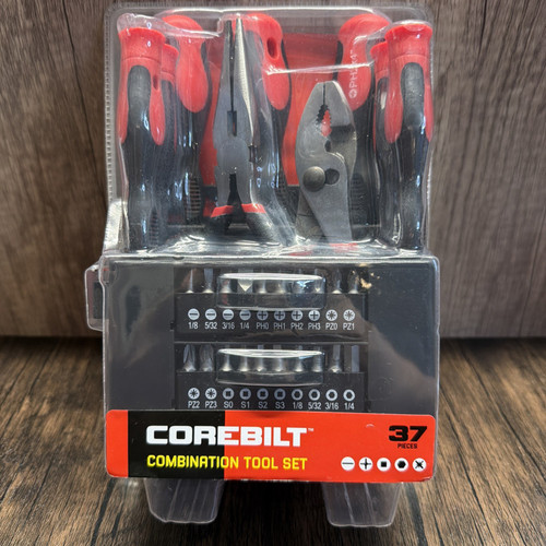 Corebilt 37-Piece Combination Tool Set Screwdrivers Pliers Hex Keys Bits New