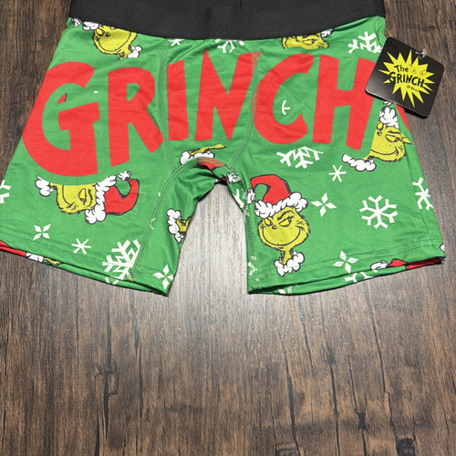 Men’s Grinch Boxer Briefs Dr. Seuss Green Underwear Size M 32–34 New