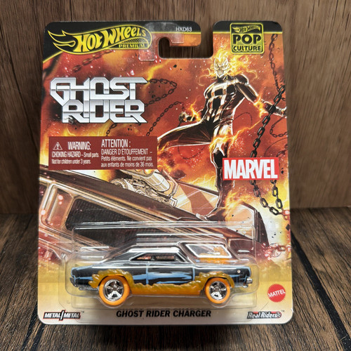 Hot Wheels Ghost Rider Charger Premium Pop Culture Marvel Real Riders Diecast