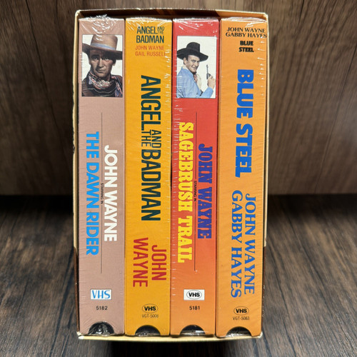 New Sealed John Wayne Film Fest VHS 4 Movie Western Box Set Cowboy Collection