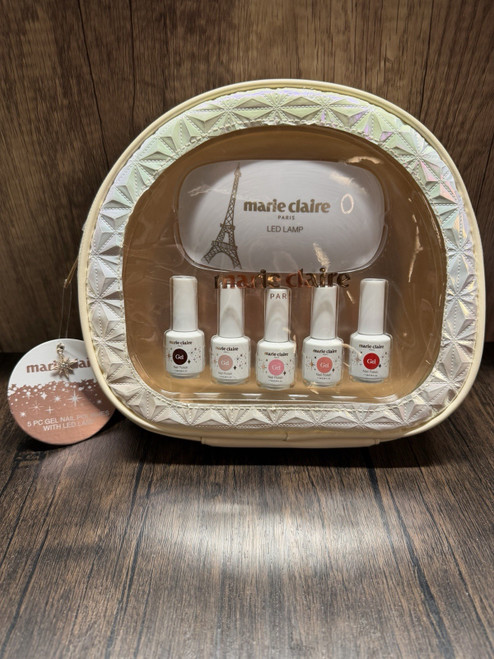 Marie Claire Paris Gel Nail Polish Kit 5 Colors + LED Lamp Manicure Set New