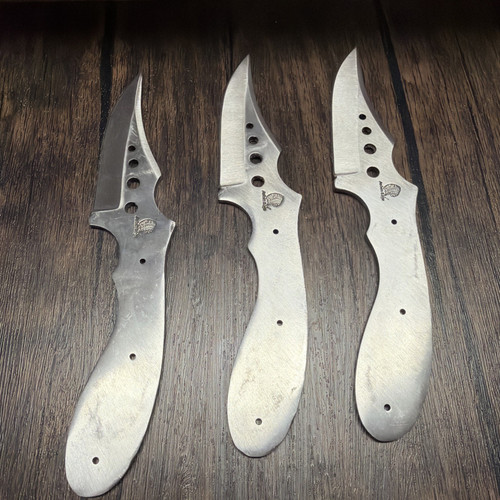 Lot of 3 Fixed Blade Knife Blanks Skeletonized Steel DIY Handle Project