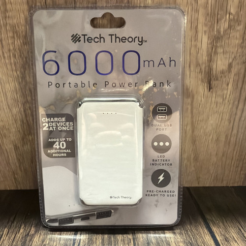 Tech Theory 6000mAh Portable Power Bank Dual USB Battery Pack Charger NEW
