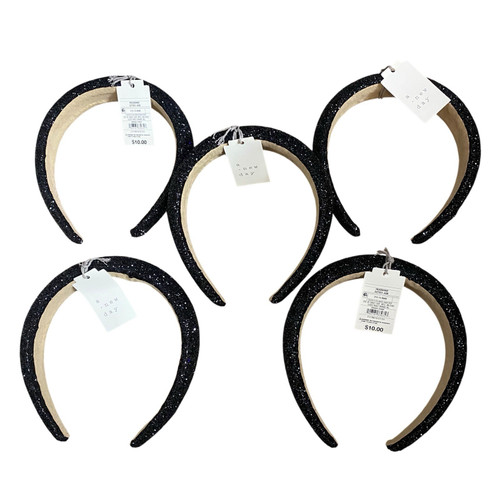 Lot of 5 A New Day Black Glitter Padded Headbands $10 Tag Each NWT
