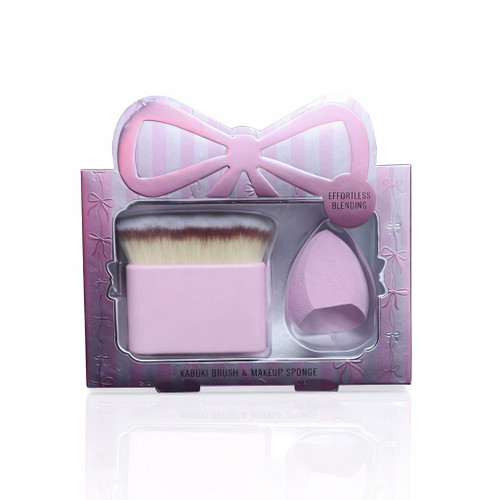 Wendy Bellissimo Kabuki Brush & Makeup Sponge Set Pink Effortless Blending