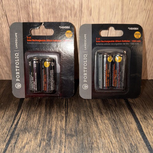 2x Portfolio 18500 Solar Rechargeable Batteries 3.2V 1000mAh 2 Pack OEM