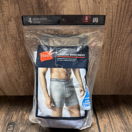 Hanes Men’s Boxer Briefs 4 Pack Tagless Cotton ComfortFlex Size Small 28-30