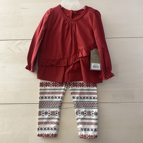 Honest Baby Clothing Girls 3-Piece Outfit Set 18 Months Organic Cotton Red
