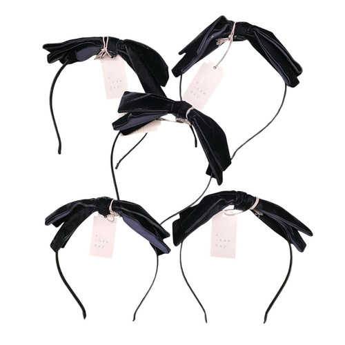 Lot of 5 Black Velvet Bow Headbands A New Day Womens Hair Accessories