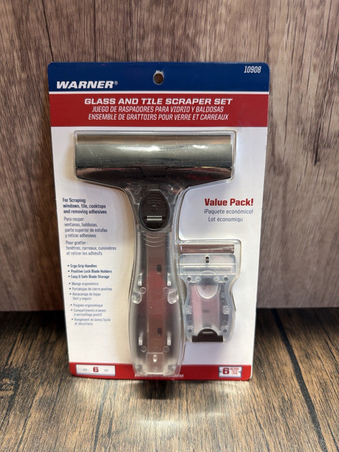 Warner Glass And Tile Scraper Set With 6 Replacement Blades