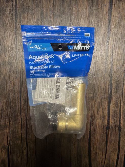 Watts AquaLock LF4718-14 3/4” CTS Push-to-Connect Stackable Elbow Brass PEX