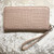 Steve Madden Large Zip Around Wallet Embossed Logo Wristlet Blush Pink