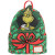 Front view of How the Grinch Stole Christmas mini-backpack styled like a wrapped Christmas present.