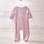 Nicole Miller Baby Girl Velvet Footie Pale Mauve Faux Fur Trim 6 9 Months