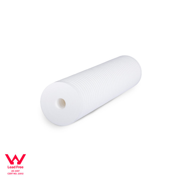 Polyspun sediment water filter shown at an angle
